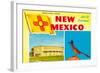 Greetings from New Mexico, Roadrunner and Roundhouse-null-Framed Art Print