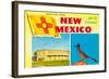 Greetings from New Mexico, Roadrunner and Roundhouse-null-Framed Art Print