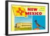 Greetings from New Mexico, Roadrunner and Roundhouse-null-Framed Art Print