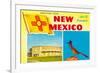 Greetings from New Mexico, Roadrunner and Roundhouse-null-Framed Premium Giclee Print