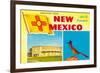 Greetings from New Mexico, Roadrunner and Roundhouse-null-Framed Premium Giclee Print