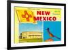 Greetings from New Mexico, Roadrunner and Roundhouse-null-Framed Premium Giclee Print