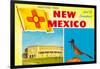 Greetings from New Mexico, Roadrunner and Roundhouse-null-Framed Art Print