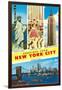 Greetings From New York City with City Scenes-null-Framed Art Print