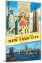 Greetings From New York City with City Scenes-null-Mounted Art Print