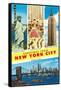 Greetings From New York City with City Scenes-null-Framed Stretched Canvas