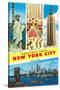 Greetings From New York City with City Scenes-null-Stretched Canvas