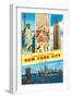 Greetings From New York City with City Scenes-null-Framed Art Print