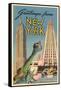 Greetings From New York with Statue of Liberty-null-Framed Stretched Canvas