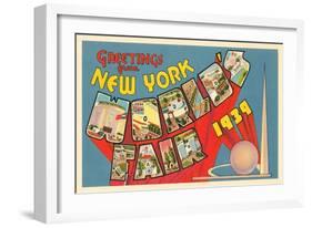 Greetings from New York World's Fair, 1939-null-Framed Art Print
