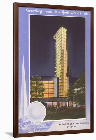 Greetings from New York World's Fair, Tower of Glass-null-Framed Art Print