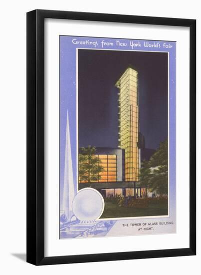 Greetings from New York World's Fair, Tower of Glass-null-Framed Art Print