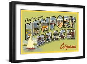 Greetings from Newport Beach, California-null-Framed Art Print