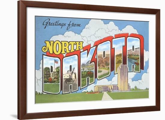 Greetings from North Dakota-null-Framed Premium Giclee Print