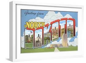 Greetings from North Dakota-null-Framed Art Print