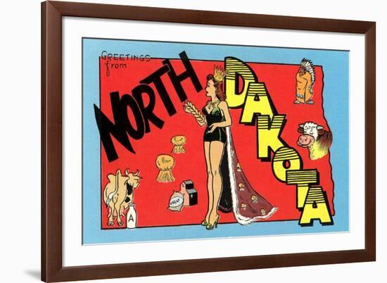 Greetings from North Dakota-null-Framed Premium Giclee Print