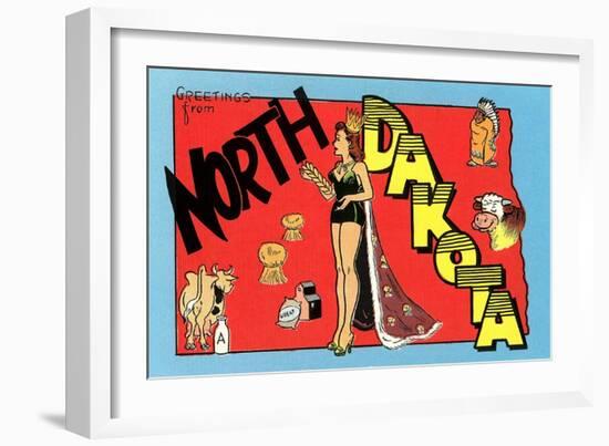 Greetings from North Dakota-null-Framed Art Print