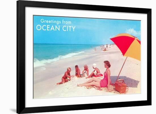 Greetings from Ocean City, New Jersey-null-Framed Premium Giclee Print