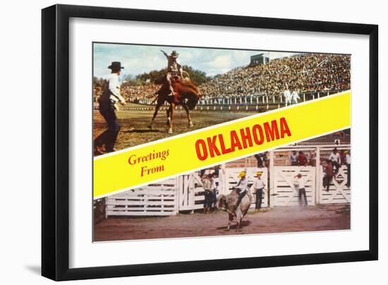 Greetings from Oklahoma, Rodeo Views-null-Framed Art Print