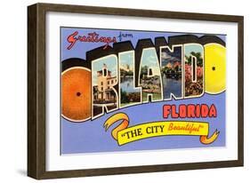 Greetings from Orlando, Florida, the City Beautiful-null-Framed Giclee Print