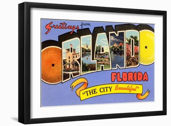 Greetings from Orlando, Florida, the City Beautiful-null-Framed Giclee Print