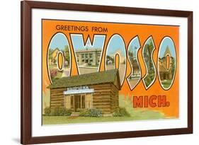 Greetings from Owosso, Michigan-null-Framed Art Print