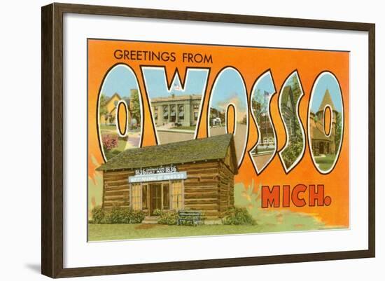 Greetings from Owosso, Michigan-null-Framed Art Print