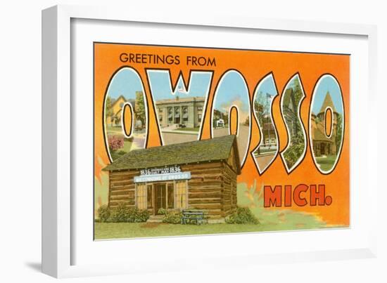 Greetings from Owosso, Michigan-null-Framed Art Print