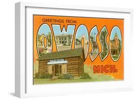 Greetings from Owosso, Michigan-null-Framed Art Print