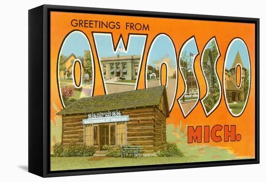 Greetings from Owosso, Michigan-null-Framed Stretched Canvas