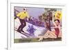 Greetings from Palm Springs, Skier and Swimmer-null-Framed Premium Giclee Print
