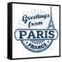 Greetings From Paris Stamp-radubalint-Framed Stretched Canvas