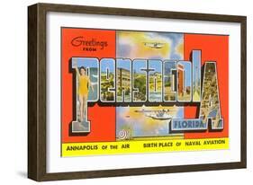 Greetings from Pensacola, Florida, Annapolis of the Air, Birth Place of Naval Aviation-null-Framed Giclee Print