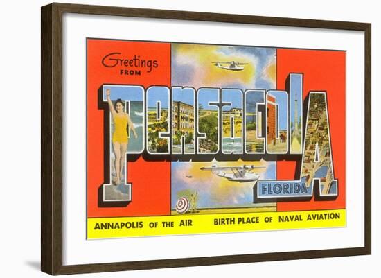 Greetings from Pensacola, Florida, Annapolis of the Air, Birth Place of Naval Aviation-null-Framed Giclee Print