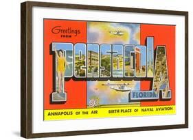 Greetings from Pensacola, Florida, Annapolis of the Air, Birth Place of Naval Aviation-null-Framed Giclee Print
