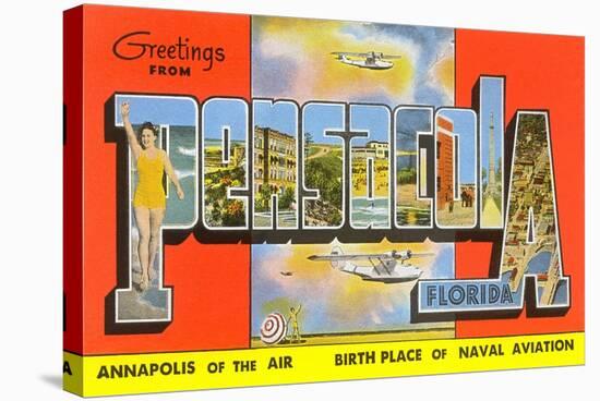 Greetings from Pensacola, Florida, Annapolis of the Air, Birth Place of Naval Aviation-null-Stretched Canvas