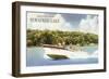 Greetings from Pewaukee Lake-null-Framed Art Print