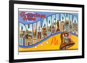 Greetings from Philadelphia, Pennsylvania-null-Framed Premium Giclee Print