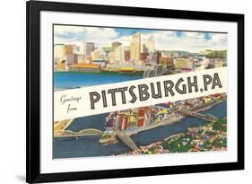 Greetings from Pittsburg, Western Pennsylvania-null-Framed Premium Giclee Print