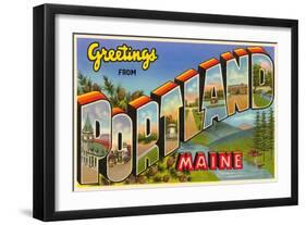 Greetings from Portland, Maine-null-Framed Art Print