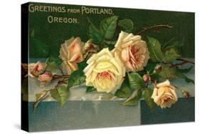 Greetings from Portland, Oregon, Roses-null-Stretched Canvas