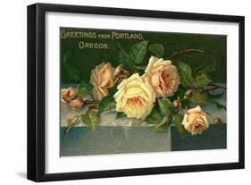Greetings from Portland, Oregon, Roses-null-Framed Art Print