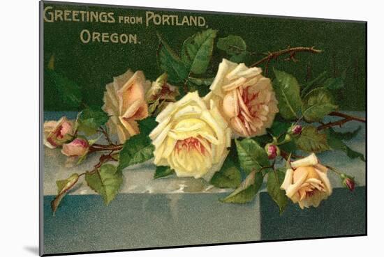 Greetings from Portland, Oregon, Roses-null-Mounted Art Print