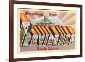 Greetings from Providence, Rhode Island-null-Framed Premium Giclee Print