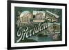 Greetings from Providence, Rhode Island-null-Framed Premium Giclee Print