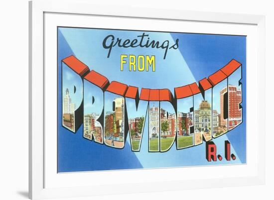 Greetings from Providence, Rhode Island-null-Framed Premium Giclee Print