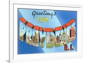 Greetings from Providence, Rhode Island-null-Framed Premium Giclee Print