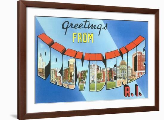 Greetings from Providence, Rhode Island-null-Framed Premium Giclee Print