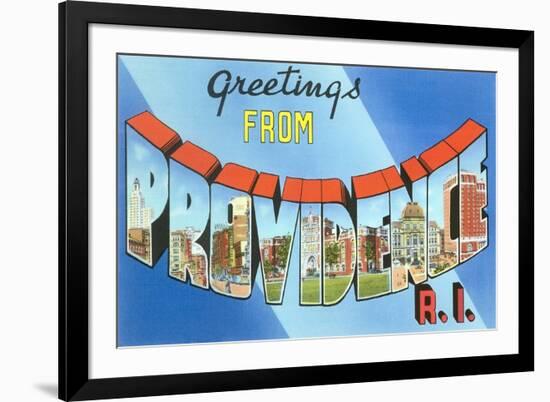 Greetings from Providence, Rhode Island-null-Framed Premium Giclee Print