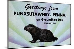 Greetings From Punxsutawney, Penna On Groundhog Day-Curt Teich & Company-Mounted Art Print